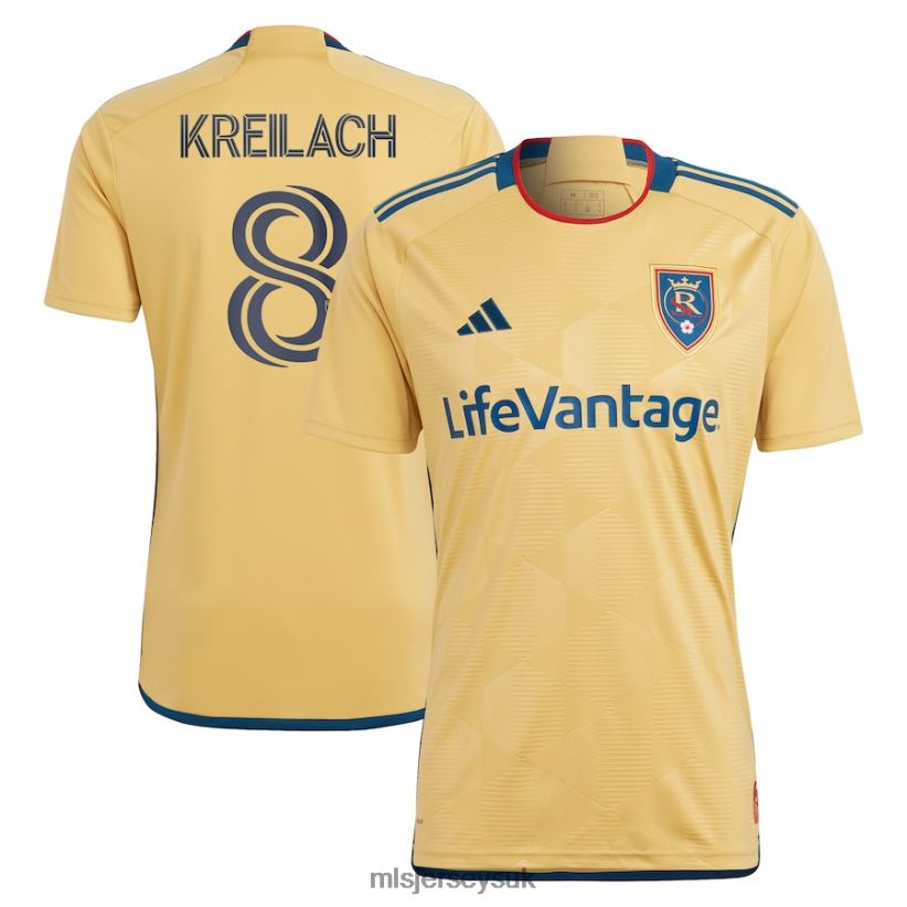 Real Salt Lake Damir Kreilach Adidas Gold 2023 The Beehive State Kit Replica Player Jersey Men MLS Jerseys Jersey X60B2D674